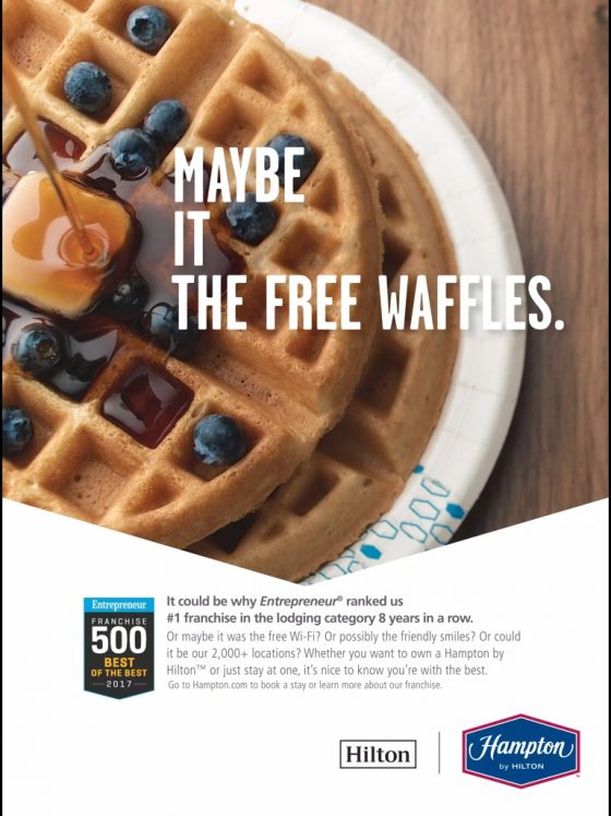 Maybe it the free waffles. Or maybe it's the missing 's.