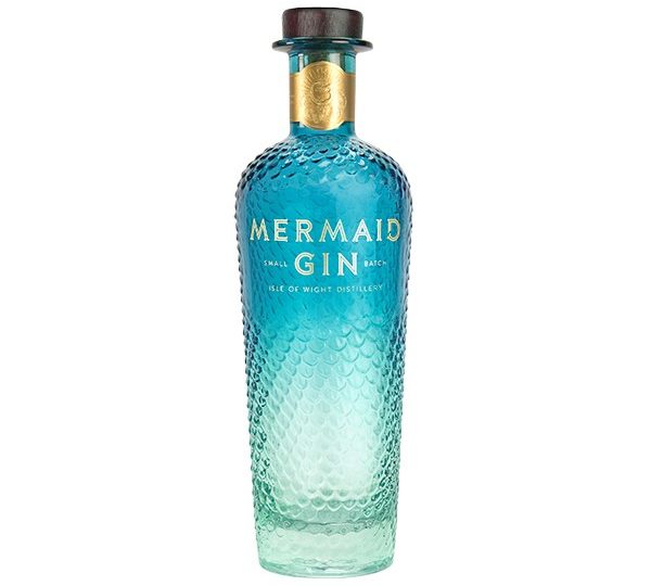 Mermaid gin new design bottle in shades of blue