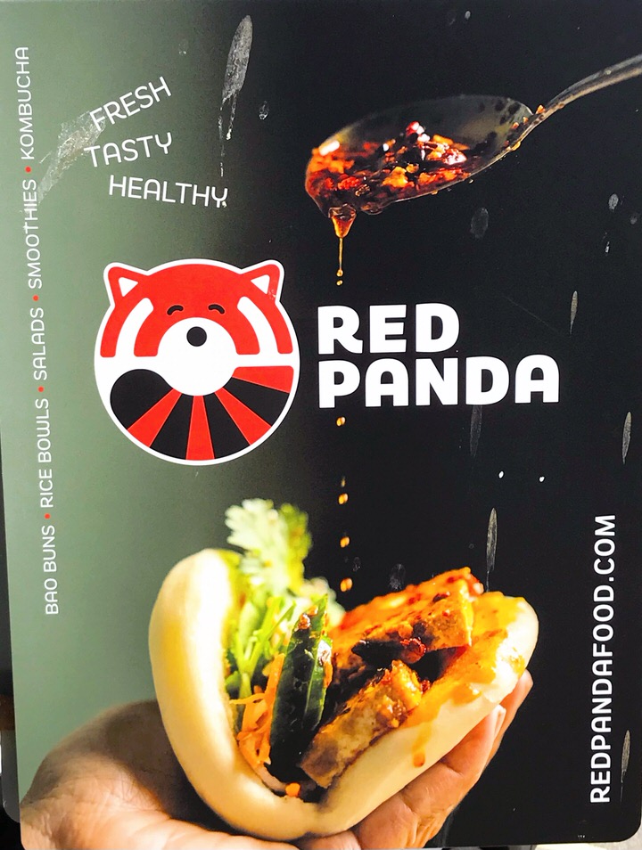 The biggest or smallest space, make it work hard. Image shows the Red Panda logo with Chilli Crisp about to be drizzled into a bao.